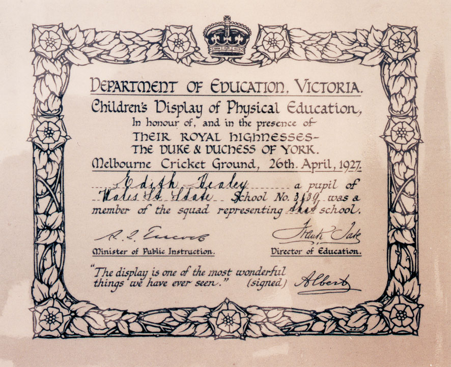 Certificate - Display of Physical Education - 1927
